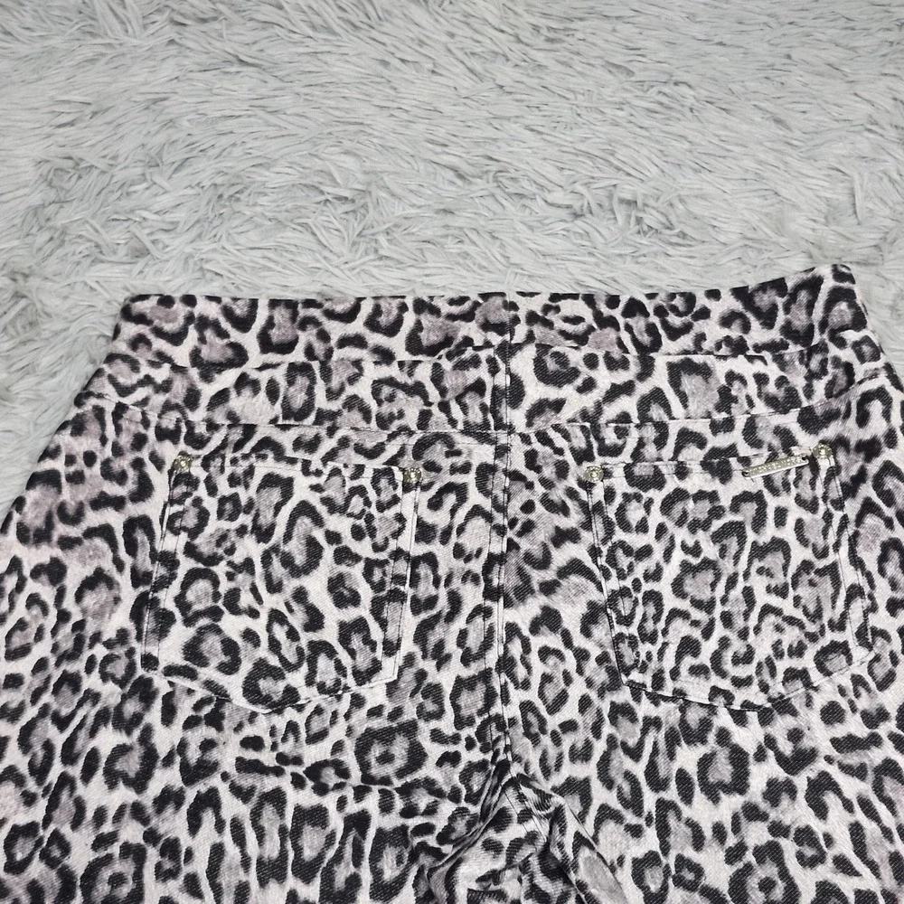 Michael Kors Jegging Legging Pants Large Leopard Print Gray Black Skinny Pull On